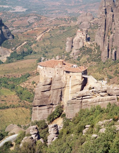 View of the Roussanou Monastery by Greek School